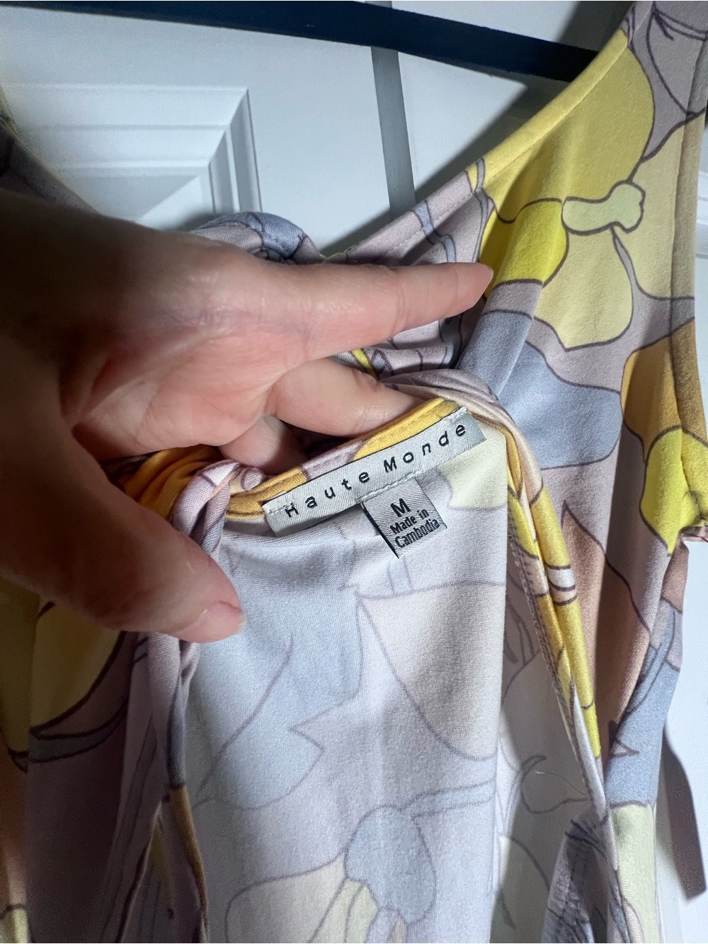 Haute Monde Yellow and Gray Floral Maxi Dress NWT - Picture 2 of 9